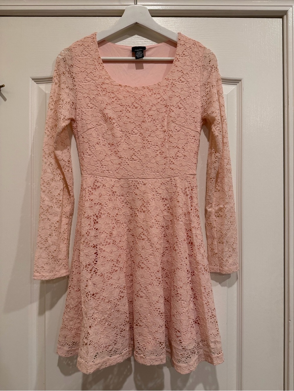 Rue21 Blush Pink Lace Long-Sleeve Fit & Flare Dress